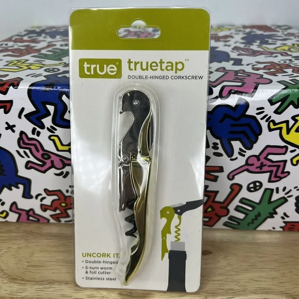 TrueTap Gold Double Hinged Waiter’s Corkscrew Server Stainless Steel‎ Wine Key